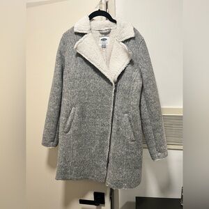 Old Navy Women's Gray Teddy Jacket with Cream Interior